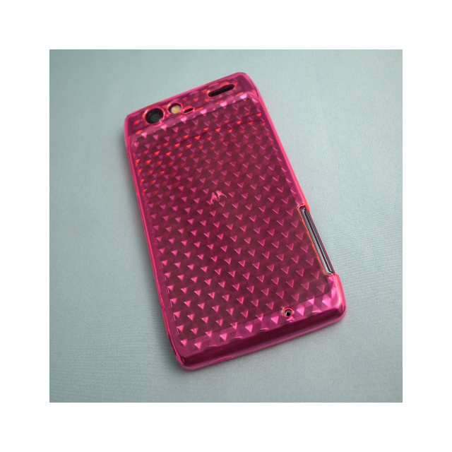 即決・送料込)【シンプルなソフトケース】GauGau au MOTOROLA RAZR IS12M Soft Case Hexagonal Pattern Clear Pink拍卖