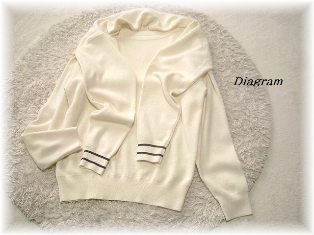 送料無料*ダイアグラム/Diagram/グレースコンチネンタル*上質ハイゲージ 肩掛けドッキングデザインニットセーター/クリームホワイト/36拍卖