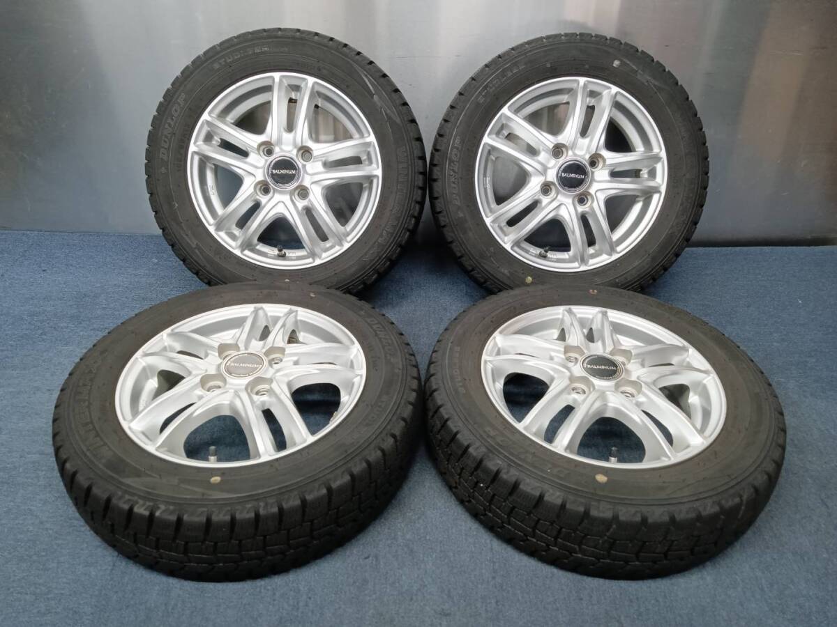 ★8分山★22年製★ ダンロップWINTER MAXX WM02 155/65R13 社外ホイール 13×4J +45 4H-100 4本セット スタッドレス 軽自動車等 C761拍卖