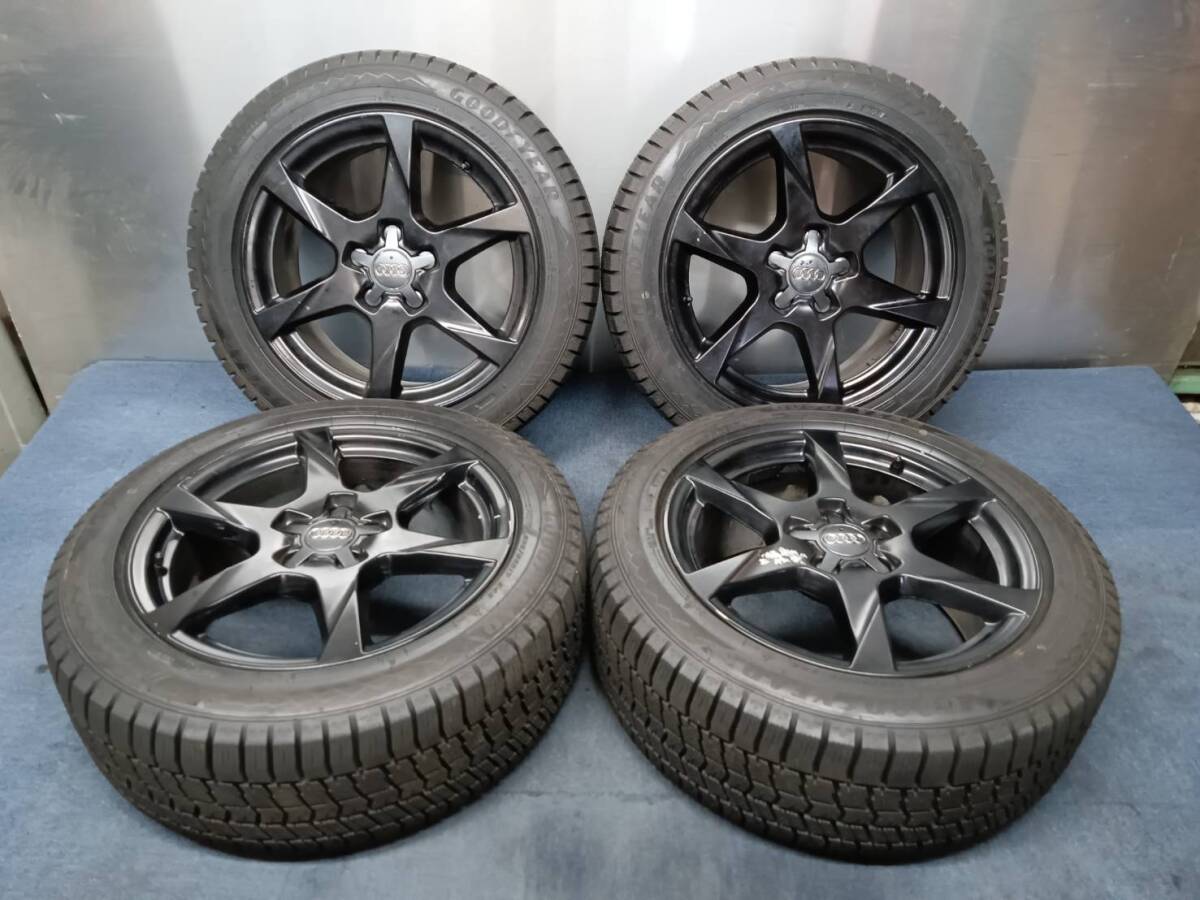 ★9.5分山★21年製★ グッドイヤーICE NAVI 8 225/50R17 アウディ 8K型A4純正ホイール 17×7.5J +45 5H-112 再塗装品 スタッドレス C801拍卖