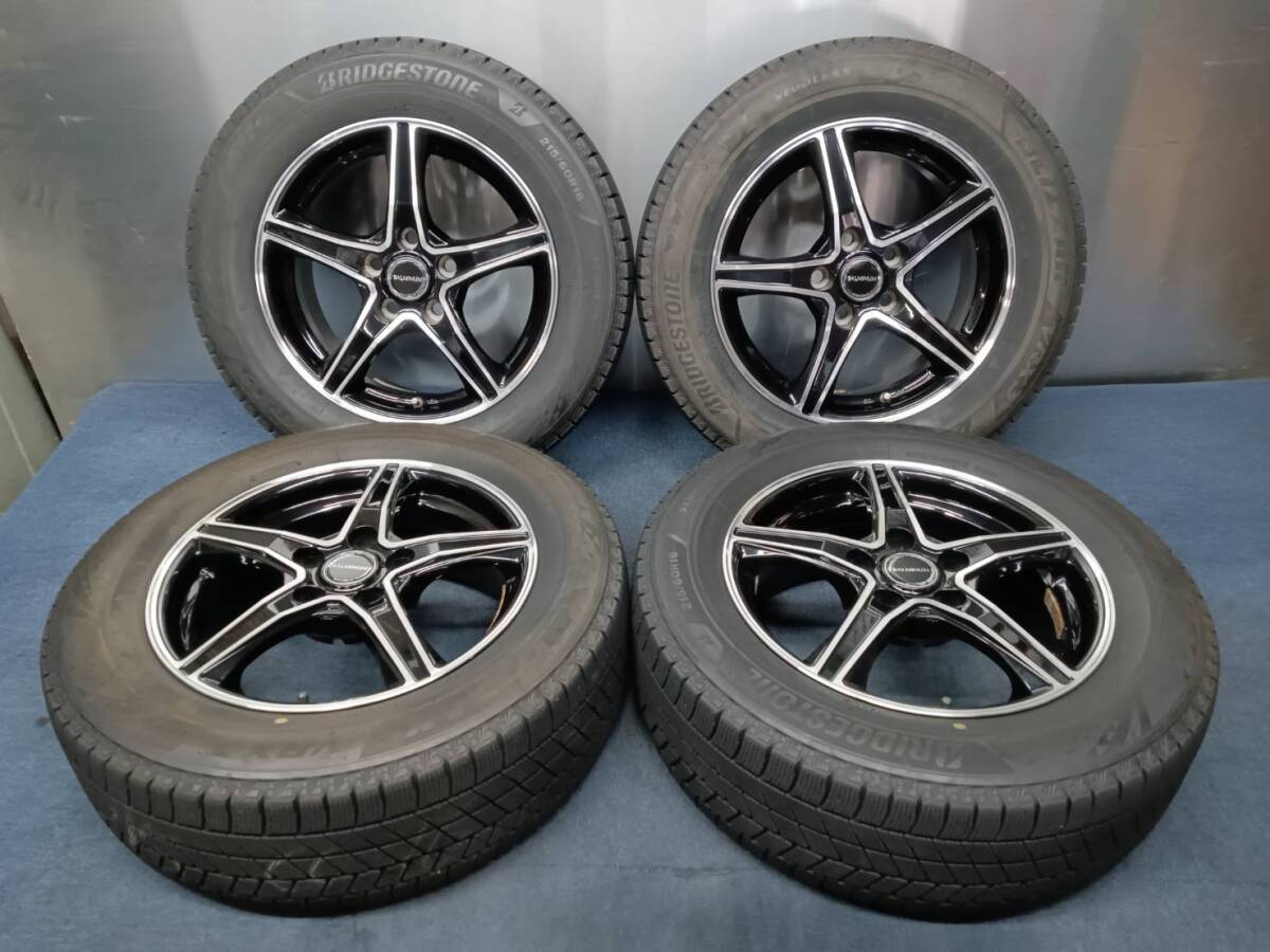 ★7-8分山★21年製★ ブリヂストンVRX3 215/60R16 トヨタ純正ナット用社外 16×6.5J +39 5H-114.3 スタッドレス 50系エスティマ等C811拍卖
