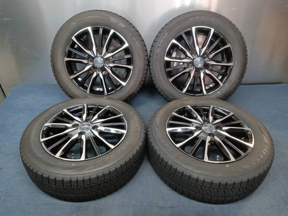 ★8分山★20年製★ ブリヂストンVRX2 185/60R15 ENKEI SMACK 15×5.5J +50 4H-100 4本セット スタッドレス ヴィッツ・スイフト等 C813拍卖