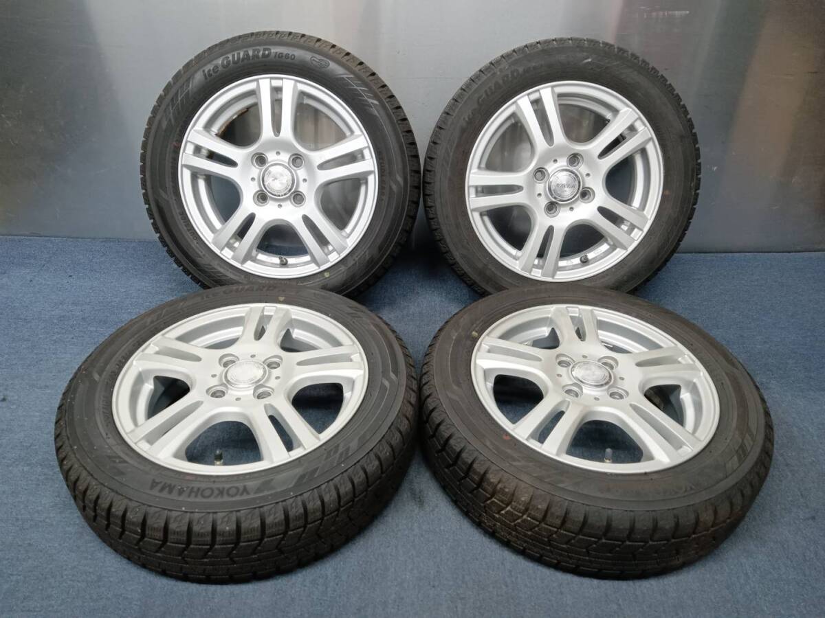 ★8-9分山★21.22年製★ ヨコハマiceGUARD iG60 155/65R14 社外ホイール 14×4.5J +43 4H-100 4本セット スタッドレス 軽自動車等 C870拍卖