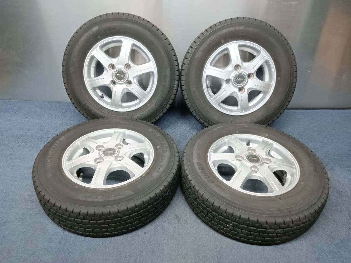 ★7-8分山★21年製★ ヨコハマiG91 145/80R12 80/78N LT 社外ホイール 12×4J +40 4H-100 4本セット スタッドレス 軽トラ・軽バン等 C879拍卖