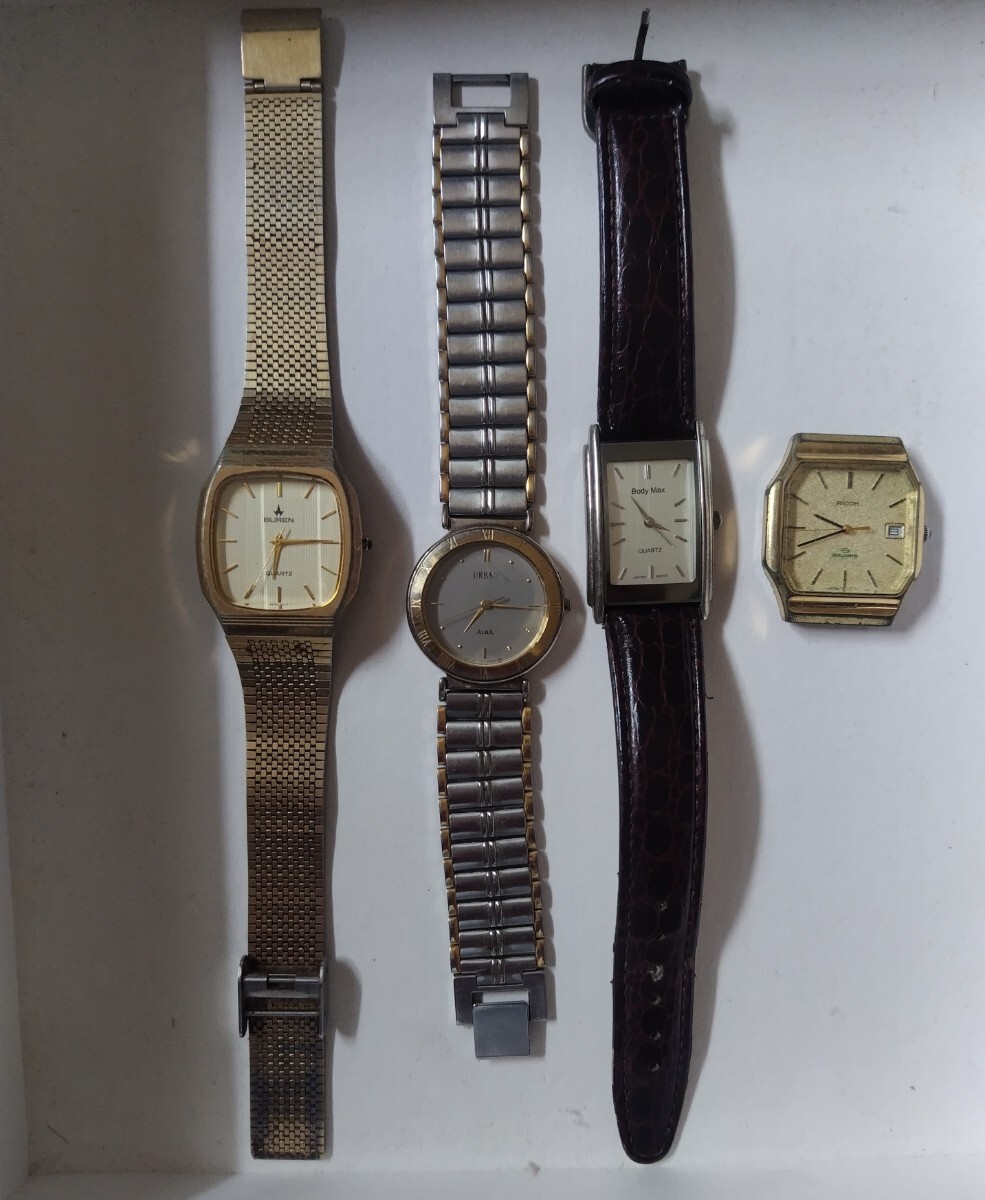 QUARTZ クォーツ 電池切れジャンク 4本セット  セイコー リコー等拍卖