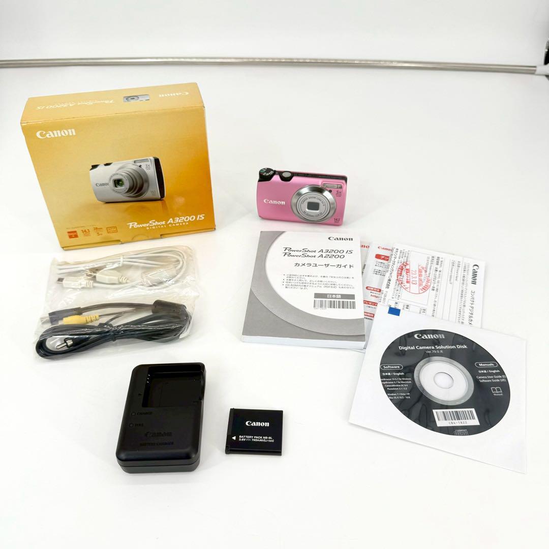 美品 キヤノン CANON PowerShot A3200IS ピンク デジカメ コンデジ 拍卖