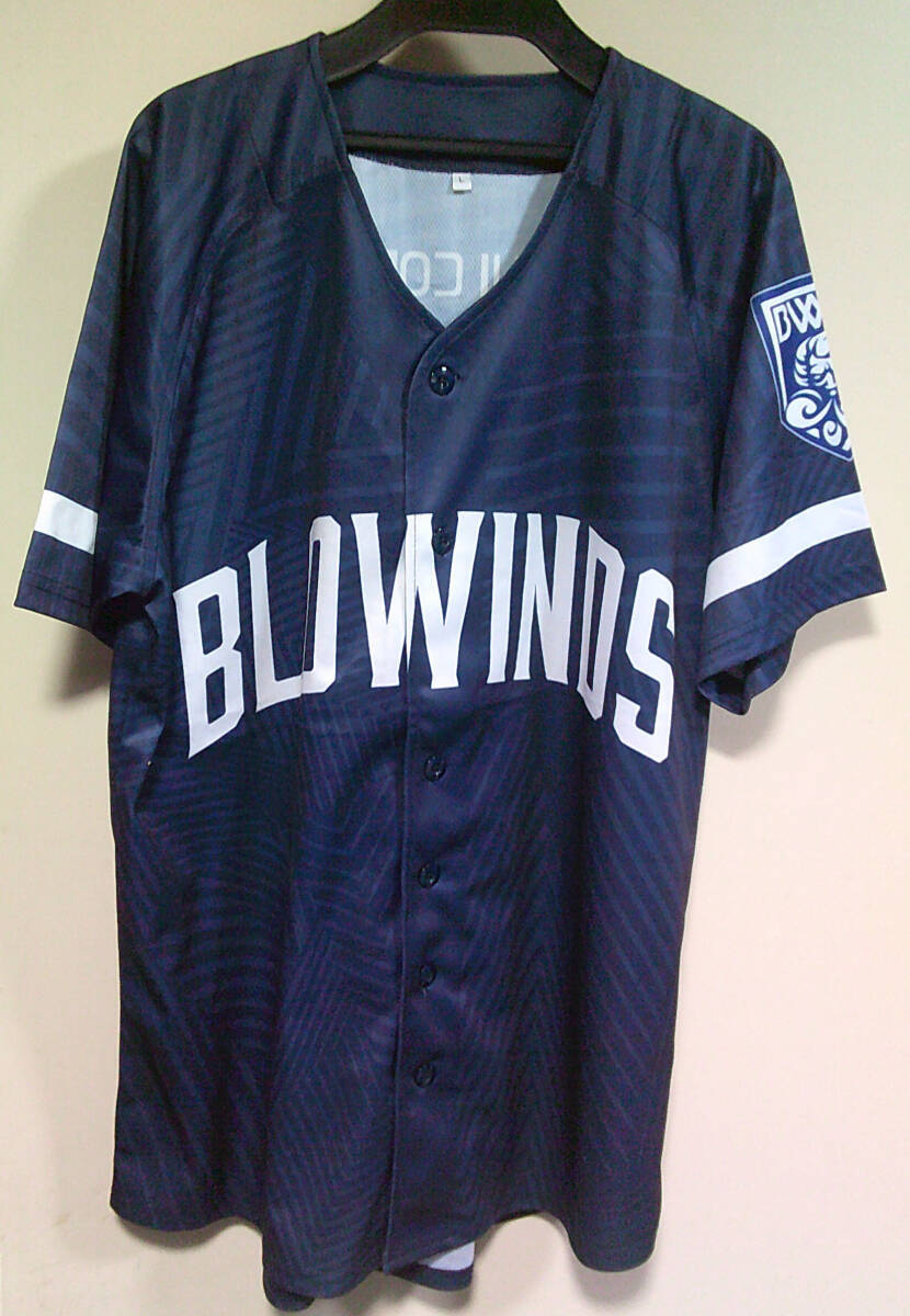 《古着》紺BWS旋風/熱戦◇福井ブローウィンズ Fukui Blowinds プロバスケットボールチーム ベースボールシャツ ■BWS■バスケ☆観戦 応援拍卖