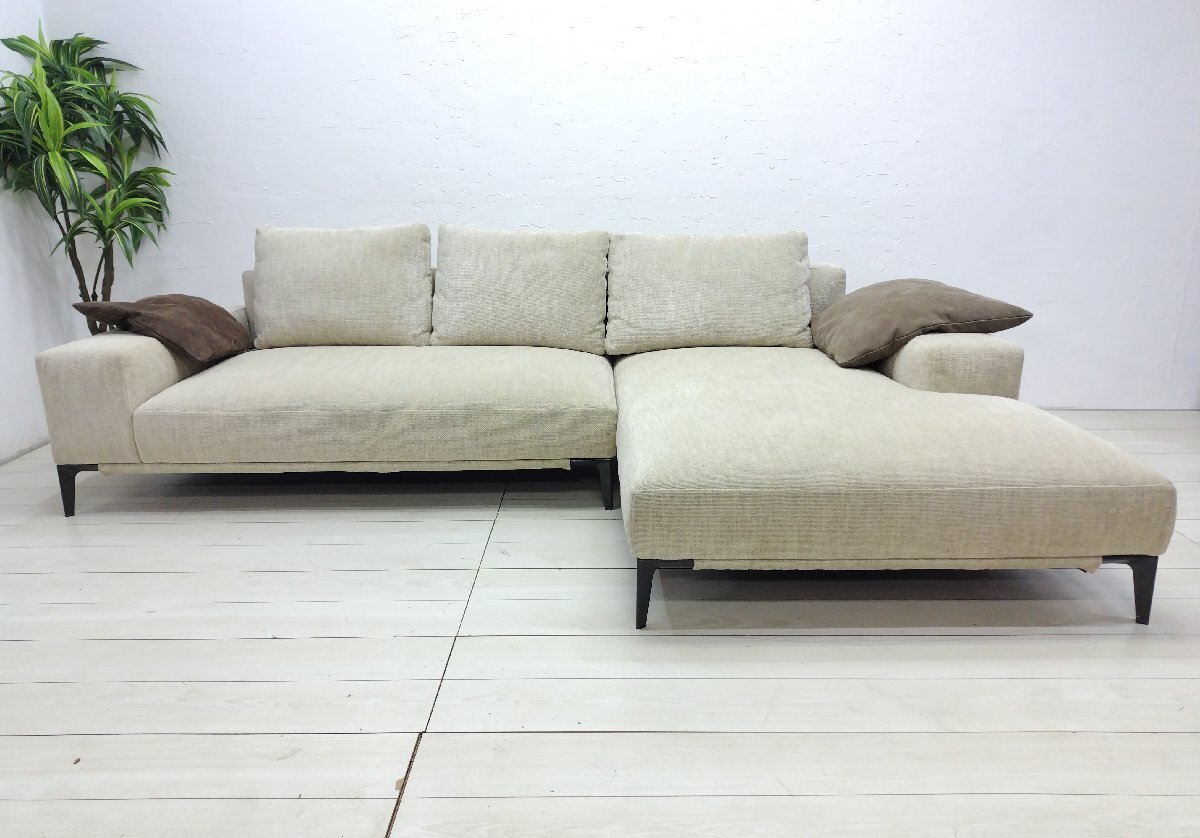 【美品】arflex アルフレックス ERA エラ 217万 カウチソファ コーナーソファ ファブリック 本革クッション2個 C.O.D. 最高級拍卖