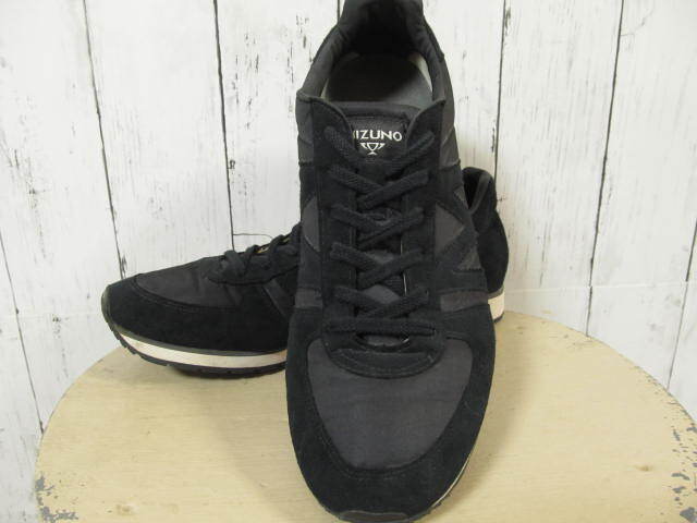 良品【MARGARET HOWELL × MIZUNO】マーガレットハウエル ミズノ ローカット ランニングシューズ 黒 28cm スニーカー 天然皮革 スエード拍卖