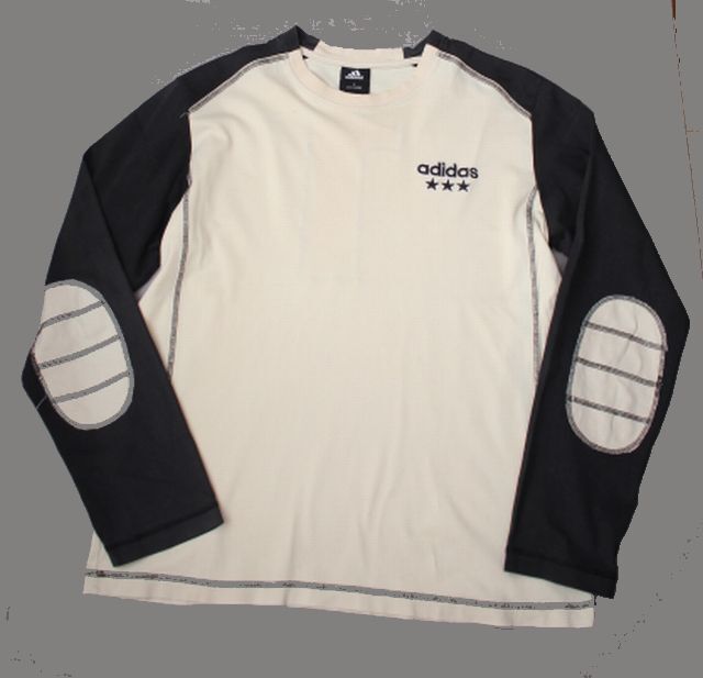 【adidas】アディダス ロングスリーブ Tシャツ エルボーパッチ付き ロンT 古着 (L) 長袖カットソー拍卖