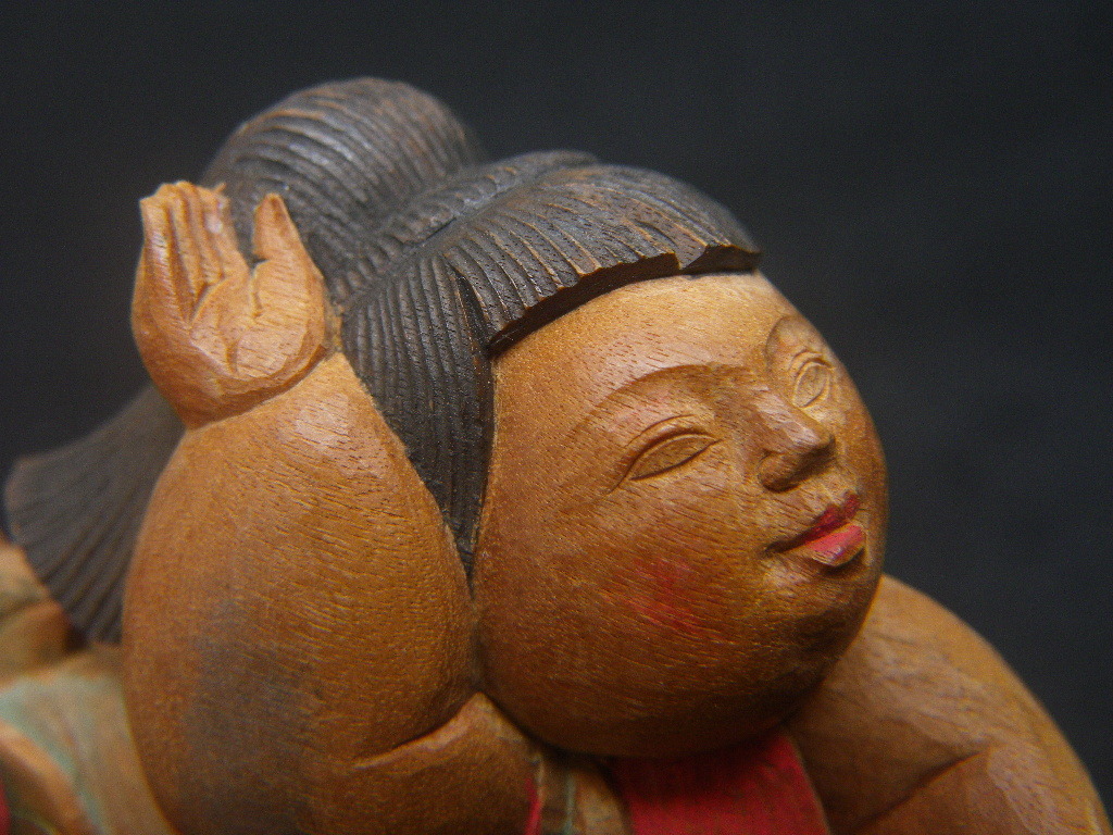 木彫り 帯どめ 帯留め おびどめ 手彫り 彩色 検:和装 小物 着物 アクセサリー拍卖