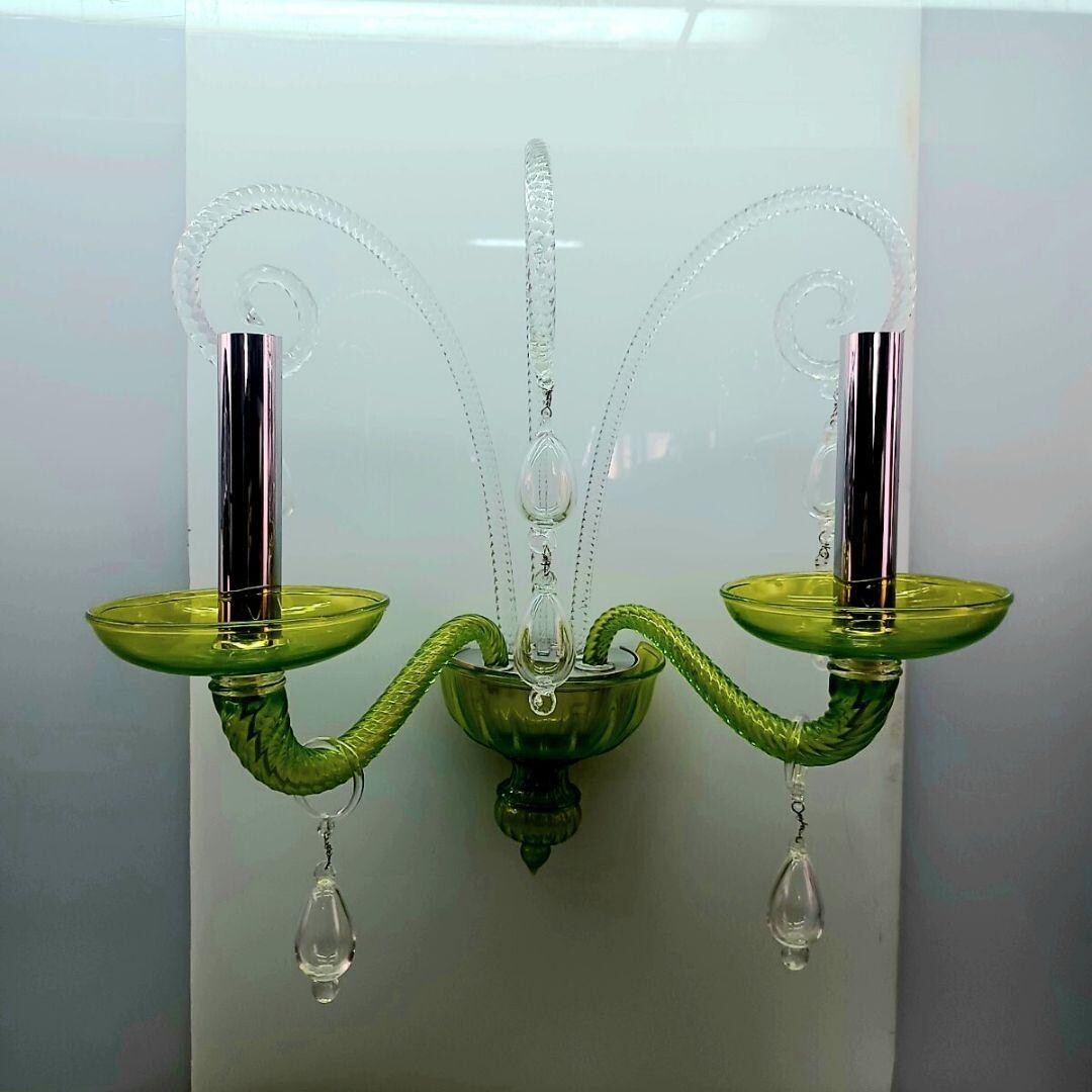 【MURANO】 Barovier&Toso★ムラノ バロビエ&トーゾ 壁面 グリーン ウォールランプ★ ヴェネチアン ガラス ムラーノ 島 ベネチアン グラス拍卖