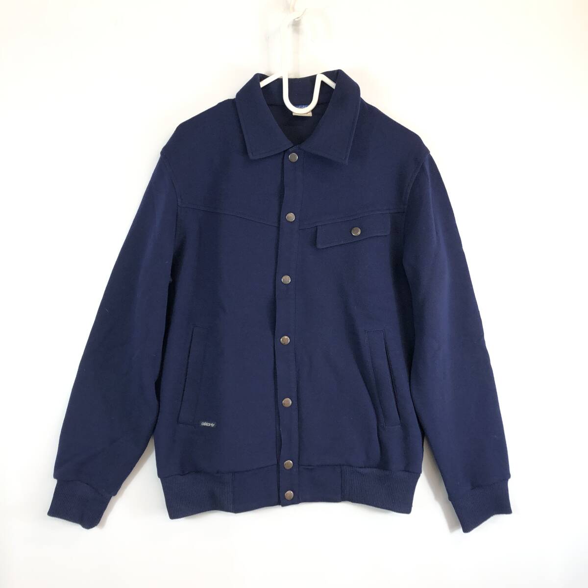 adidas アディダス 70s デサントタグ ポリエステル混ウール スナップボタンジャケット ネイビー Lサイズ ATS-18F拍卖