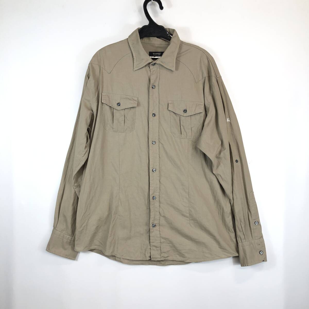 バーバリー ブラックレーベル Burberry 長袖ボタンシャツ コットンリネン 3サイズ BMW17-606-43拍卖