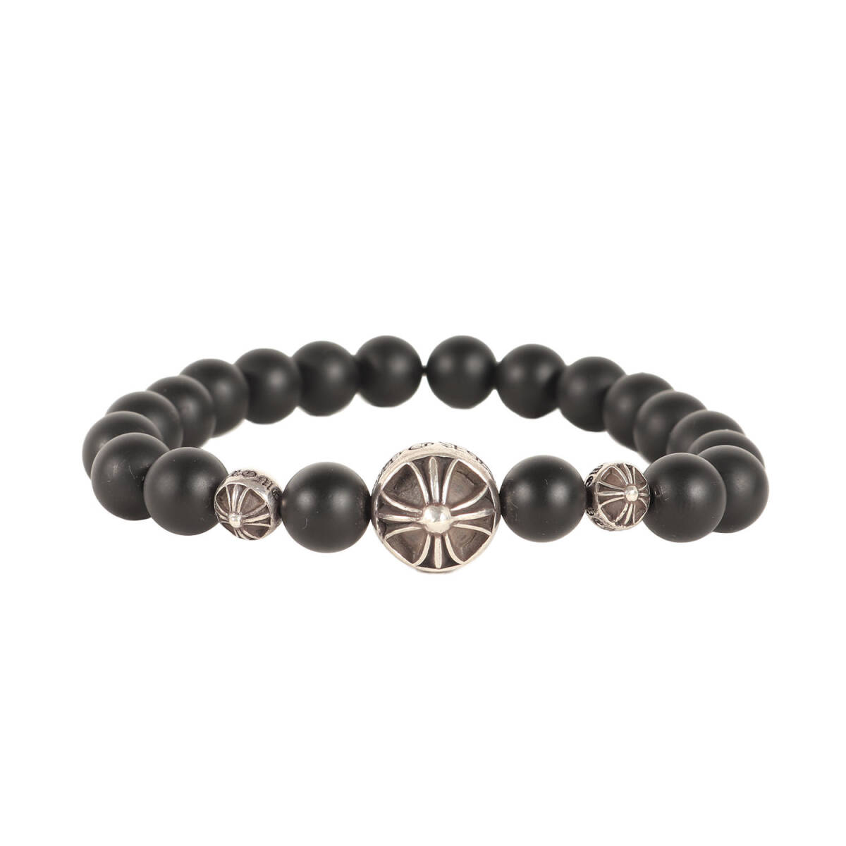 CHROME HEARTS クロムハーツ オニキス & クロスボール ビーズ ブレスレット (BEAD) | Ag925 | ブラック シルバー | ブランド アクセサリー拍卖