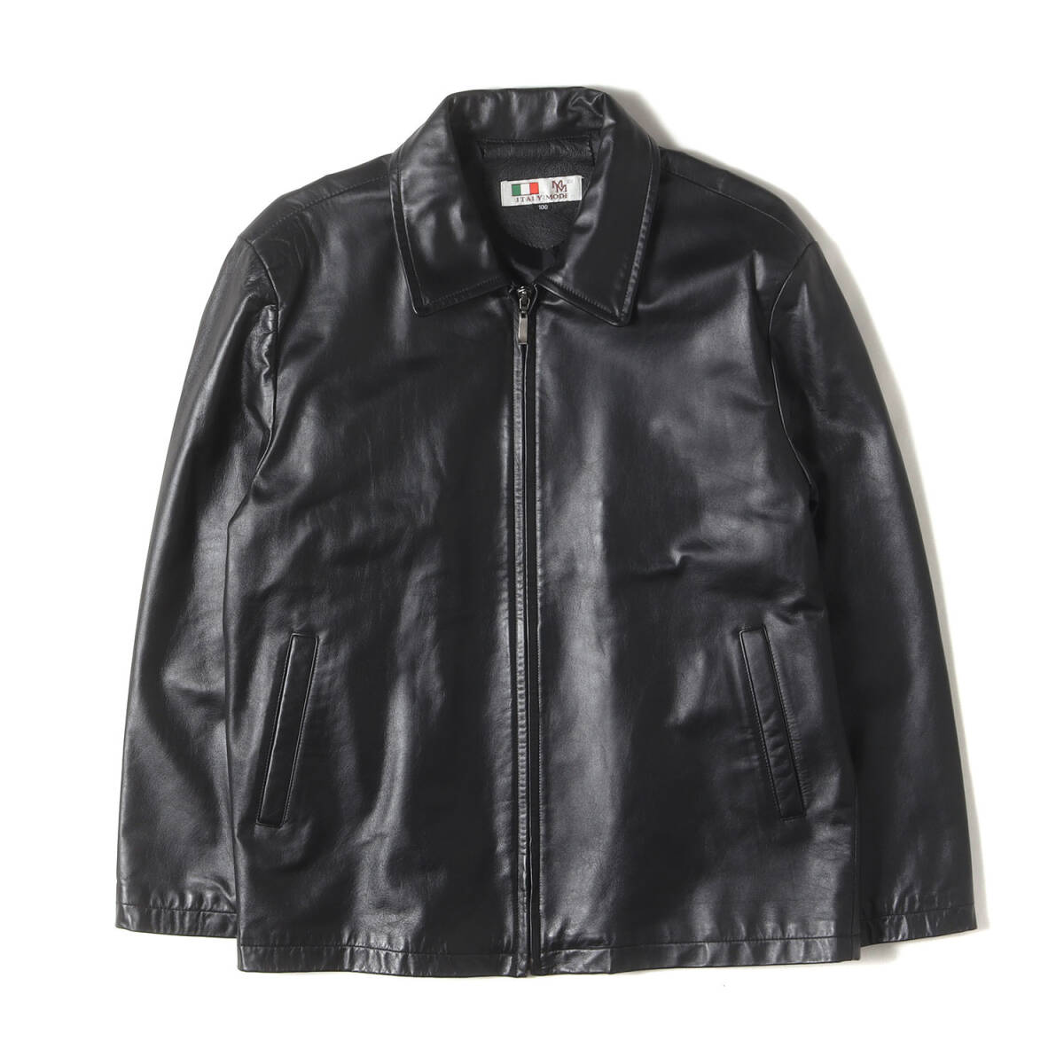 90s - 00s ヴィンテージ古着 | 00s イタリアンラムレザー フルジップ ジャケット | MM ITALY:MODE | ブラック 黒 サイズ:100 | 00年代拍卖