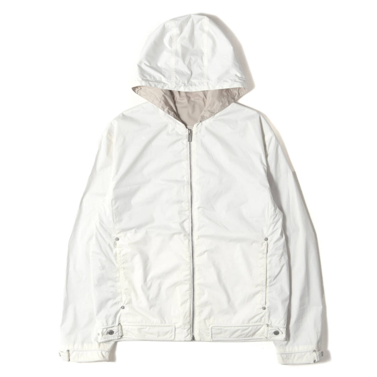 HERMES エルメス ジャケット ホワイト 50 | セリエボタン付き フーデッド ストレッチ ナイロン フルジップ ジャケット | フランス製拍卖
