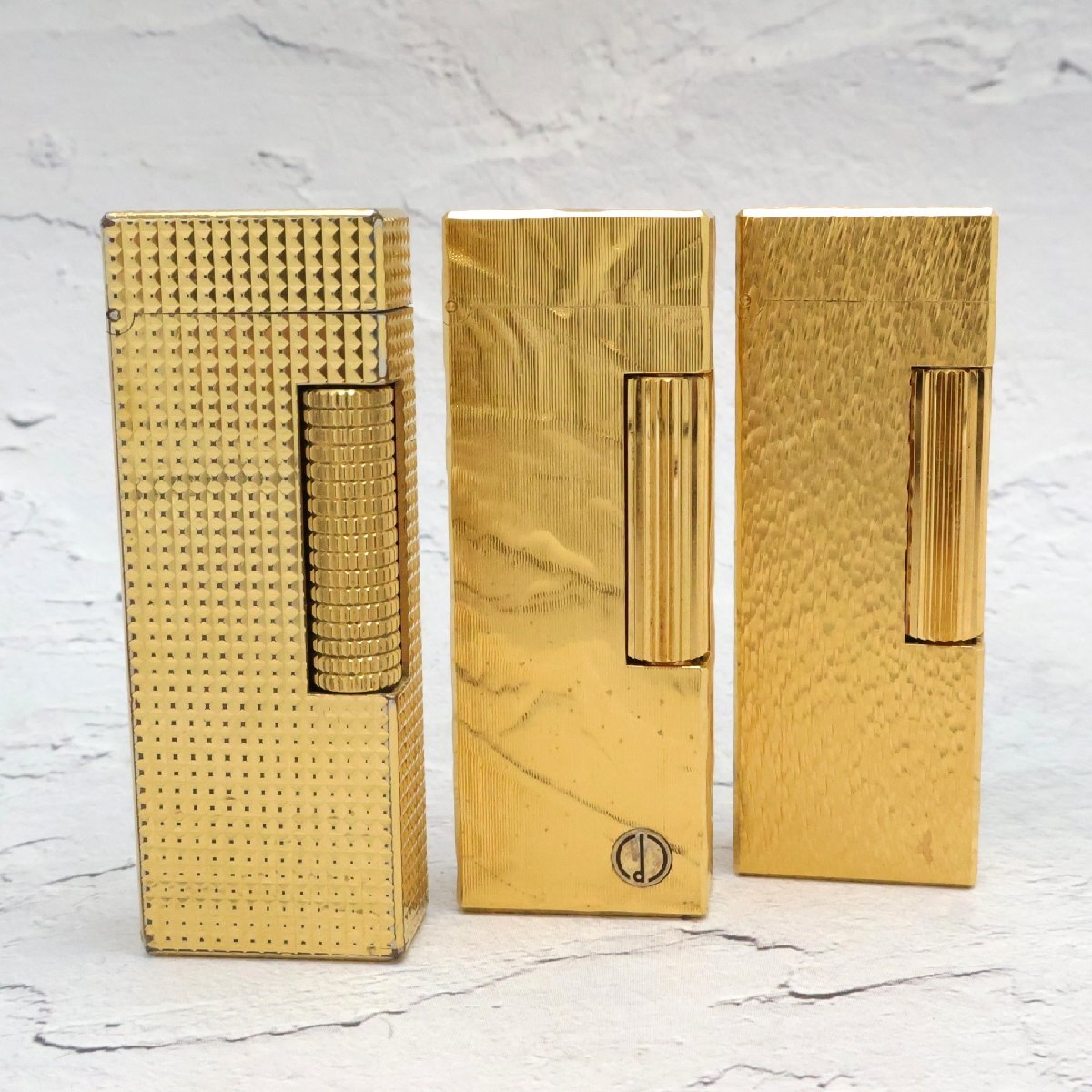 Dunhill ☆ダンヒル ライター 3点 ゴールド ガス漏れ,石割れ,ローラー不動有り ジャンク品※火花未確認◆おたからや【S-LI02707】拍卖