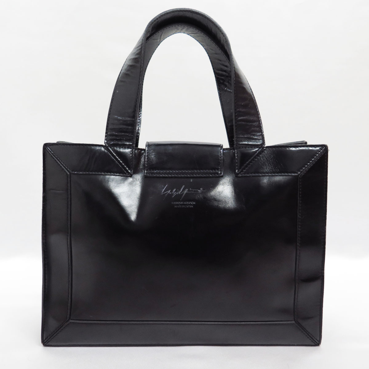 YOHJI YAMAMOTO LOGO EMBOSS LEATHER BAG VINTAGE ヨウジヤマモト ロゴ ガラス レザー ハンド バッグ ビンテージ拍卖