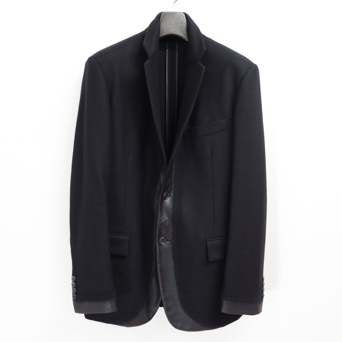 HERMES SUPER 120s WOOL PHANTOM LEATHER BLAZER JACKET 48 エルメス ウール ファントム テクニック レザー ブレザー ジャケット FW14 2014拍卖