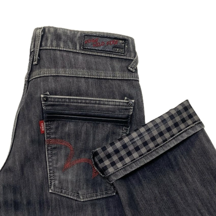 日本製 ユーズド加工 EDWIN エドウィン WILD FIRE ワイルドファイア EGF503 防寒防風 バイク ストレッチ ジーンズ 黒 ブラック W30/F517拍卖