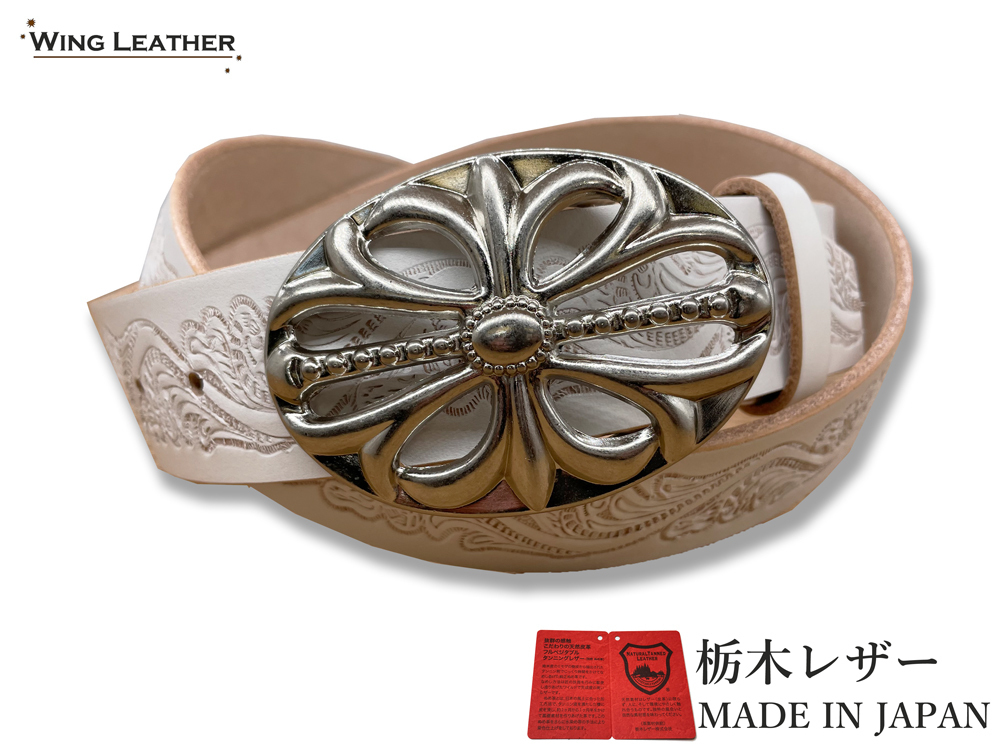 新品 栃木レザーベルト Mサイズ 本革 牛革 メンズ 白 ホワイト 国産 日本製 クラフト カジュアル 40mm 矢沢永吉 類似 w021-M-WH拍卖