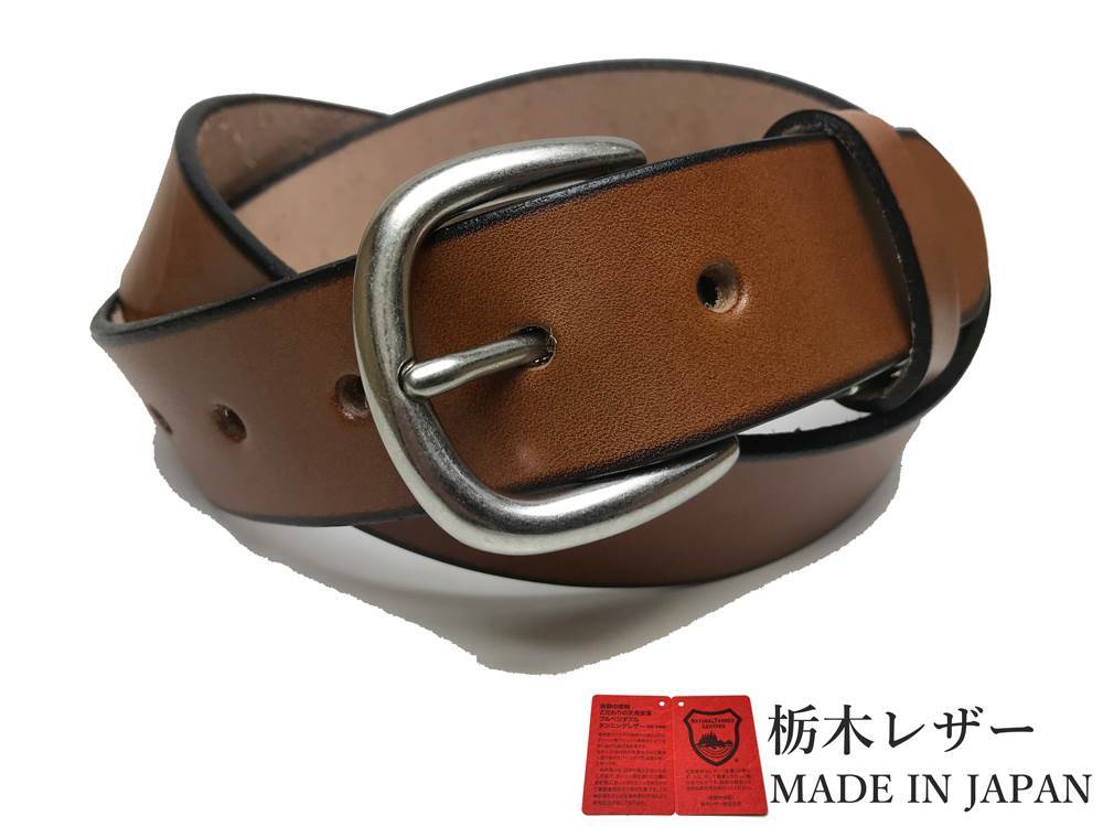 1円スタート 訳あり 新品 アウトレット B品 栃木レザーベルト 牛革 本革 メンズ 茶 カジュアル 国産 日本製 35mm レザー ベルト W027DBSb拍卖