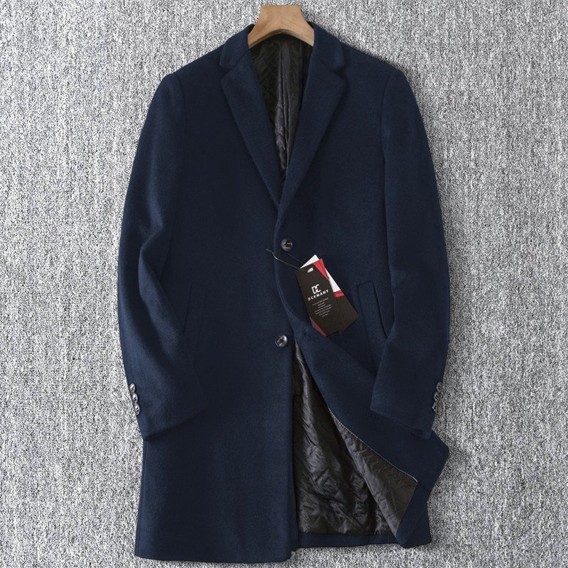 高級 DCKMANY 新品 上質ウールコート メンズ 中綿 チェスターコート 防寒 秋冬 紳士 ステンカラーコート ミドル丈コート 濃紺 T882-4XL拍卖