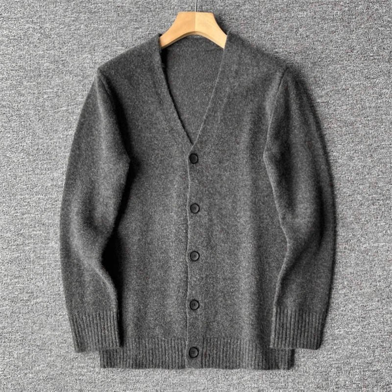 爆売 国内未販売 新品 ウール カーディガン Vネック メンズ 極暖 秋冬 柔らかい 保温性 ニット ストレッチ ウールセーター 灰 T7102-2XL拍卖