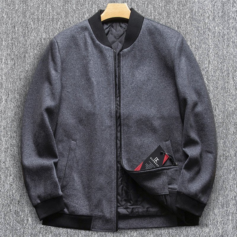 新品 DCKMANY ウール混 中綿ジャケット 毛織 防寒 ツイード風 ベースボールカラー メンズ アウター 秋冬 厚手 ビジネス 灰 T9035-4XL拍卖