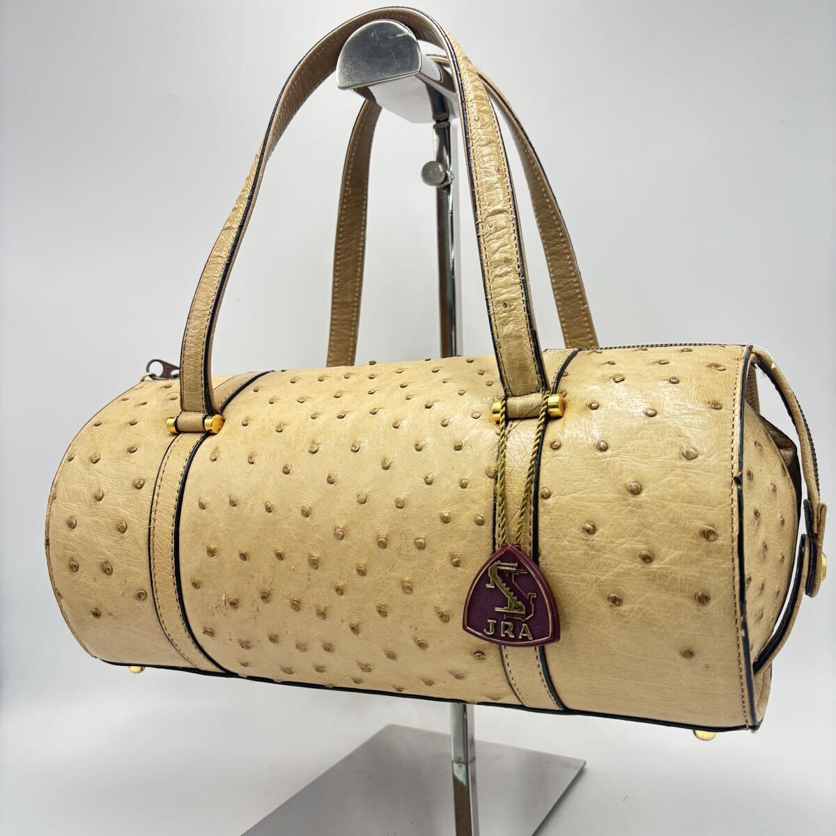 FN20251024-1028-2066 オーストリッチ レザーバッグ 本革 筒型 ハンドバッグ レディース 鞄 婦人バッグ拍卖