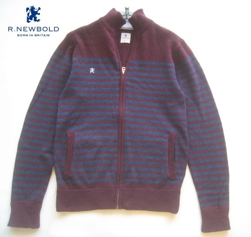 美品!!R.ニューボールド R.NEWBOLD*ライオン刺繍 ボーダー柄 立ち襟ZIPニットセーター・ドライバーズニット M ポールスミス Paul Smith拍卖