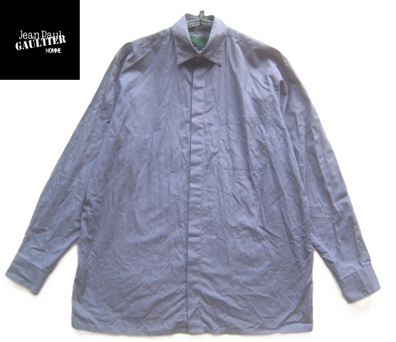 希少!!ジャンポールゴルチエ Jean Paul GAULTIER JUNIOR GAULTIER*90sアーカイブ ビッグポケット付き比翼仕立てシャツ 48 実寸M Y2K拍卖