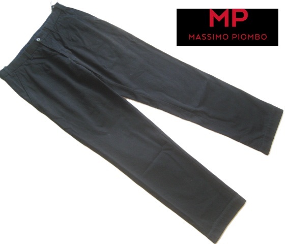 極上イタリア製!!マッシモ ピオンボ MASSIMO PIOMBO*美シルエット コットンスラックス・パンツ 46 M 黒 ブラック拍卖