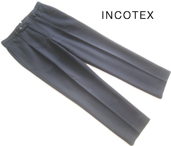 極上ポルトガル製!!インコテックス INCOTEX*BARNEYS NEW YORK別注 美シルエット 5ポケット ポリウールスラックス・パンツ 44 実寸S 濃紺拍卖