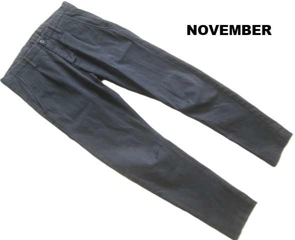 極上イタリア製!!ノーベンバー November*定価3万 ピグメント染め加工 1プリーツ ストレッチコットンスラックス・パンツ W28 S 紺拍卖