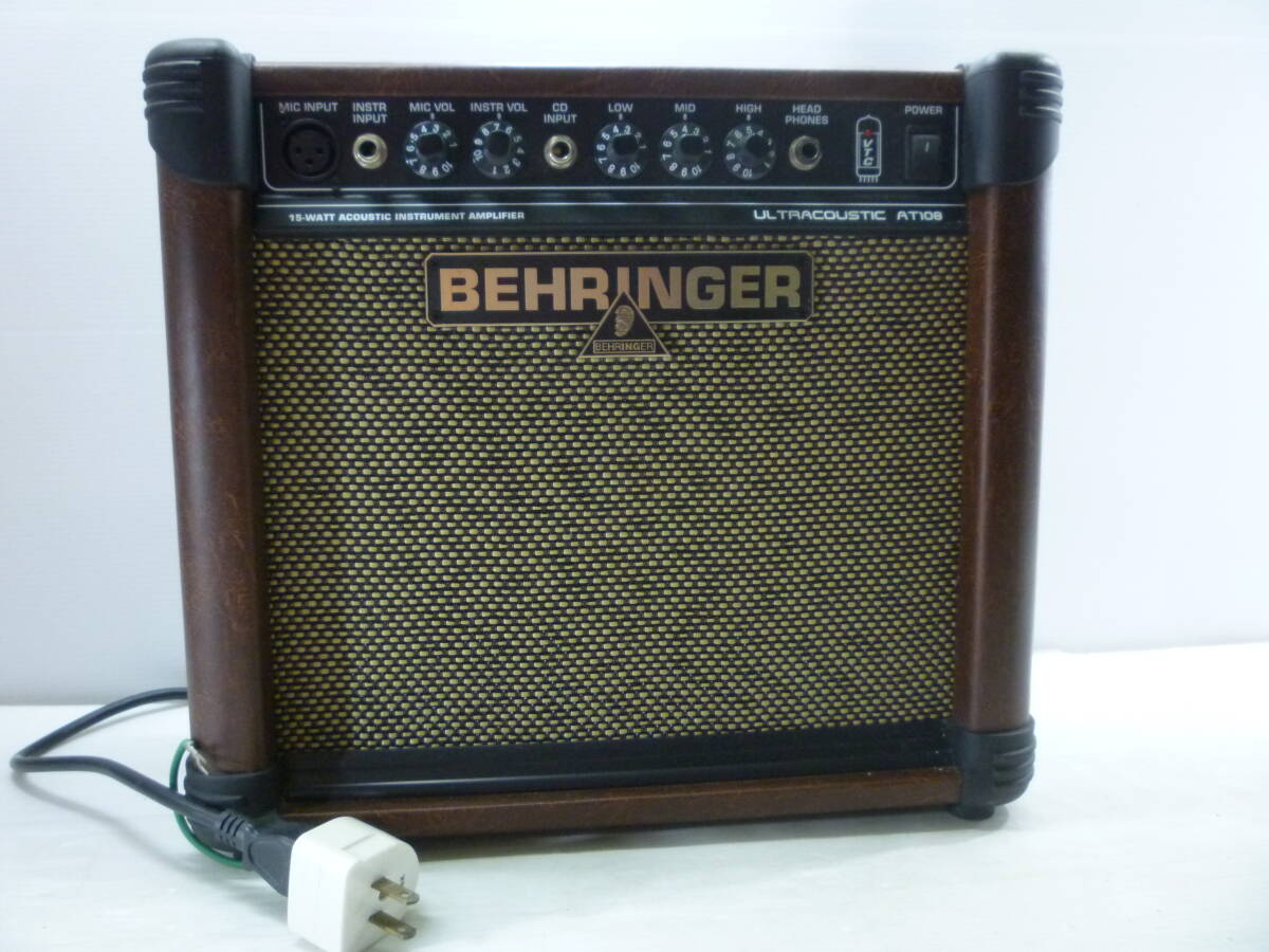 BEHRINGER ベリンガー AT-108 アコーステイックギターアンプ 出力15W/2ch AC100V 約W357×H322×D162mm 茶色 エレアコ エレキギター拍卖