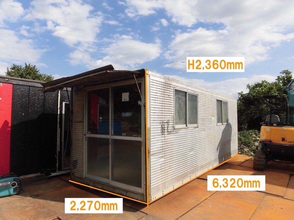 ★アルミコンテナ W6,320×D2,270×H2,360 スライド 引き戸×1 窓×2 ジャンク 中古 売切★拍卖