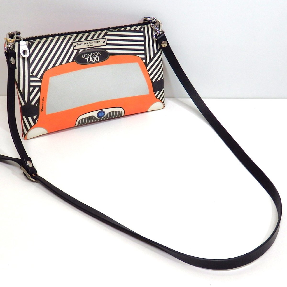 美品 BARBARA RIHL バーバラ・リール 2wayバッグ (クラッチ・ショルダー) レザー ロンドンタクシー LONDON TAX オレンジ ○拍卖