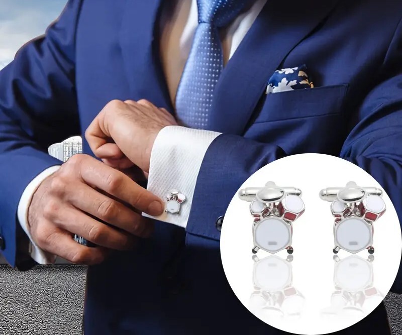 引-01 現品限り メンズ ドラムキット カフスボタン 1組 スタイリッシュ 合金 アクセサリー音楽愛好家拍卖