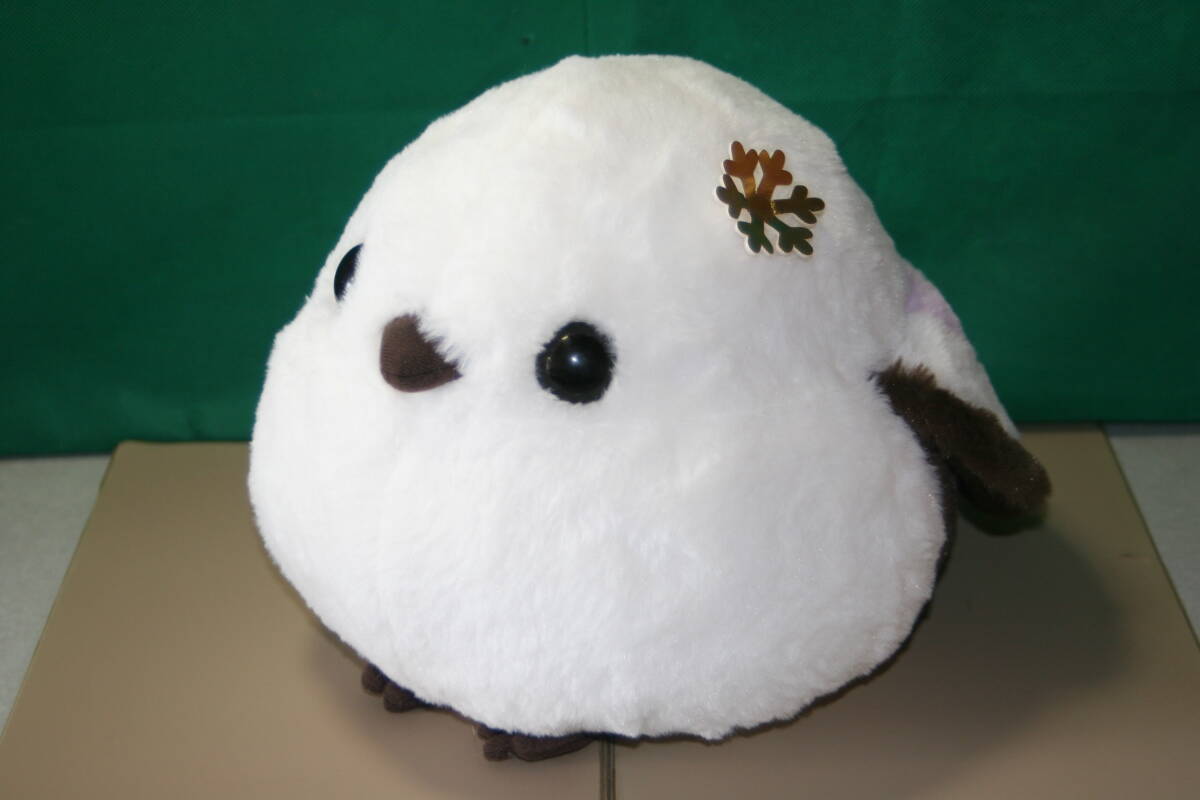 ふくふくシマエナガ 冬色びより 紫しまゑ JB ぬいぐるみ 約24cm×30cm 金の飾り 雪の結晶拍卖