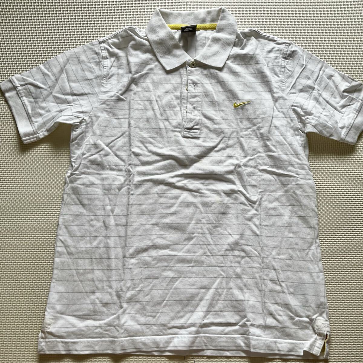 ☆⑩NIKE ナイキ 半袖ポロシャツ 白 ボーダー ゴルフウェア拍卖