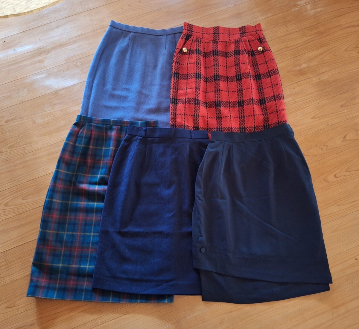 ★上質素材 お買い得 膝丈スカート まとめ売り 5点セット ミセス Mサイズ★拍卖