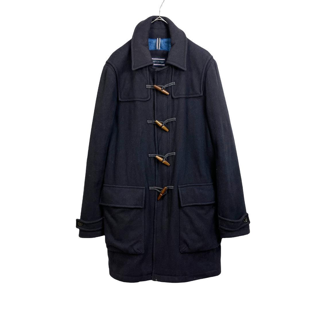 古着 TOMMY HILFIGER トミーヒルフィガー ダッフルコート ネイビー 紺 メンズ Lサイズ ※ダメージ汚れあり拍卖