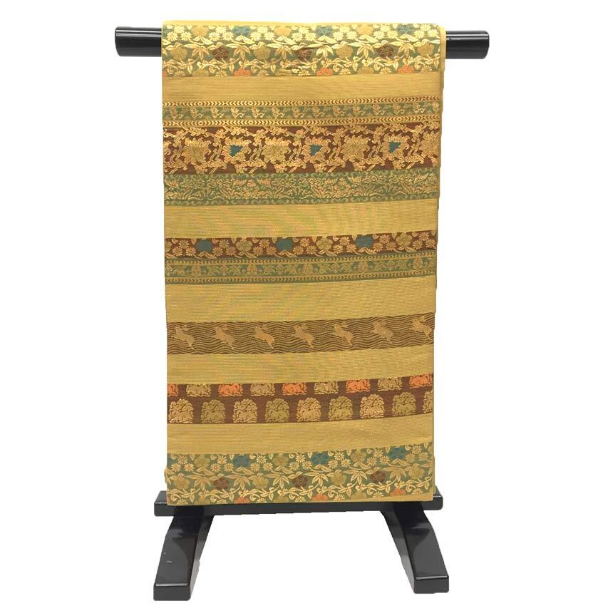 セール 京やJ180 正絹 袋帯 洒落袋帯 名物裂文様 兎金襴 唐草花文 横段 六通柄 お茶席にも最適 美品拍卖