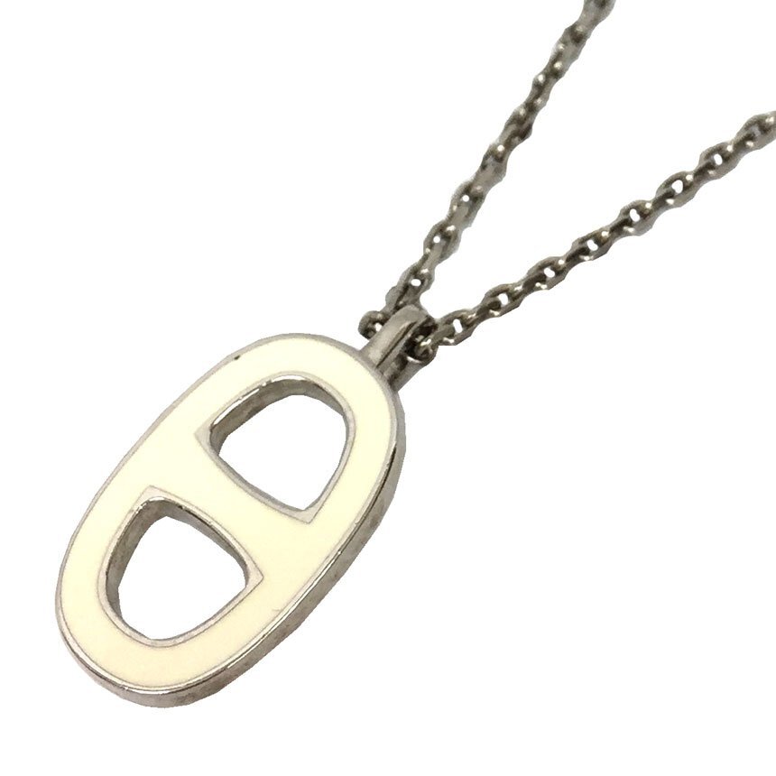 HERMES エルメス イリアード シェーヌダンクル ネックレス 白 シルバー ペンダント アクセサリー aq10300拍卖