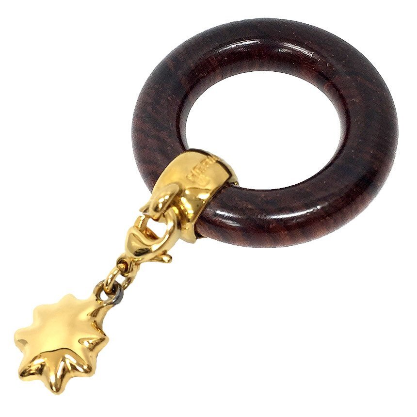 セール 全国送料無料 HERMES エルメス スカーフリング 星 コメット 星を巡る旅展 限定品 ペンダントトップ ウッド ブラウン 希少 aq9661拍卖