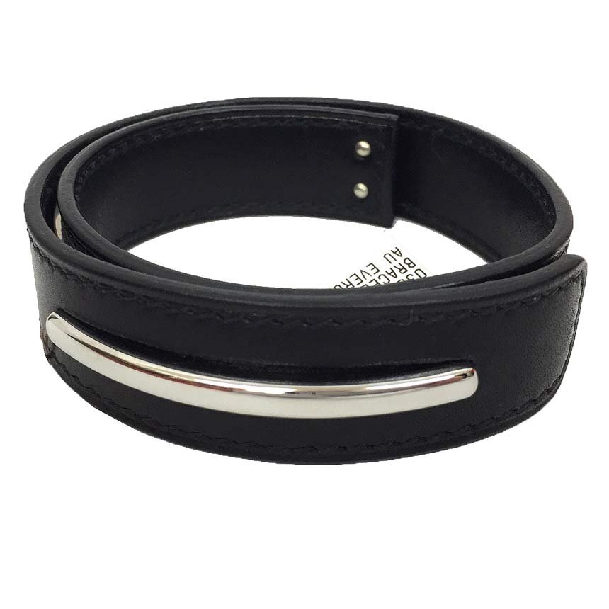 送料無料 HERMES エルメス レザー ブレスレット コルセア BRACELET CORSAIRE ブラック 黒 美品 希少 aq11552拍卖