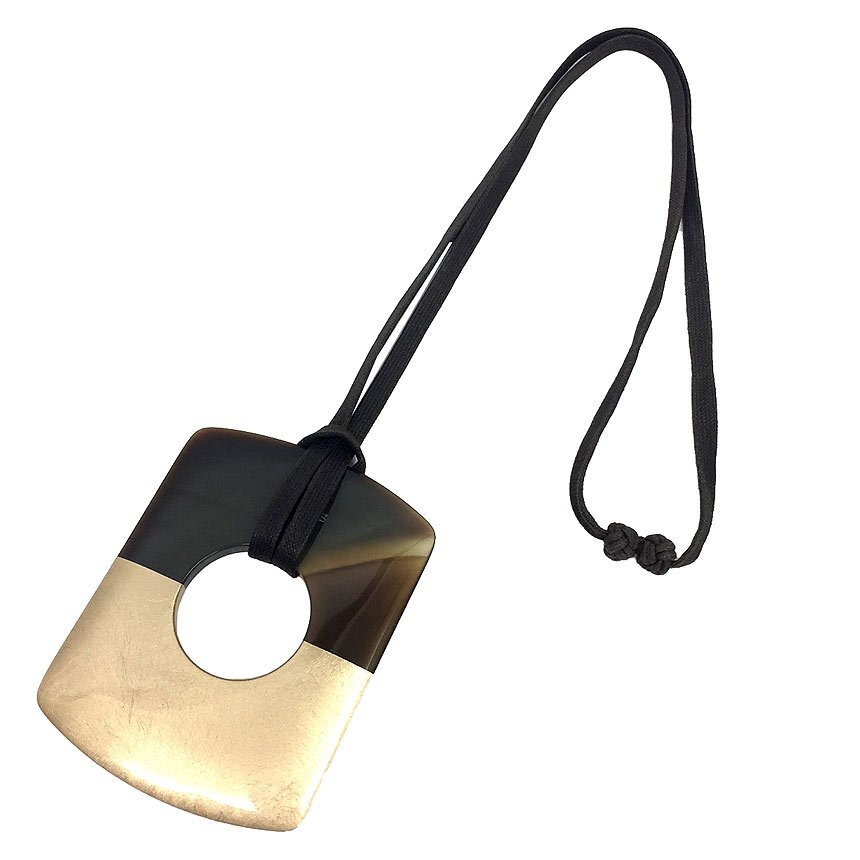 セール HERMES エルメス バッファローホーン ペンダント ネックレス ダルヴァ 水牛 美品 アクセサリー 送料無料 aq8665拍卖