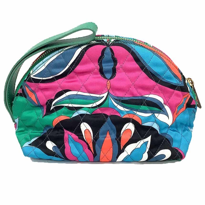 送料無料 EMILIO PUCCI エミリオプッチ キルティング ポーチ リストレット プッチ柄 美品 aq12065拍卖